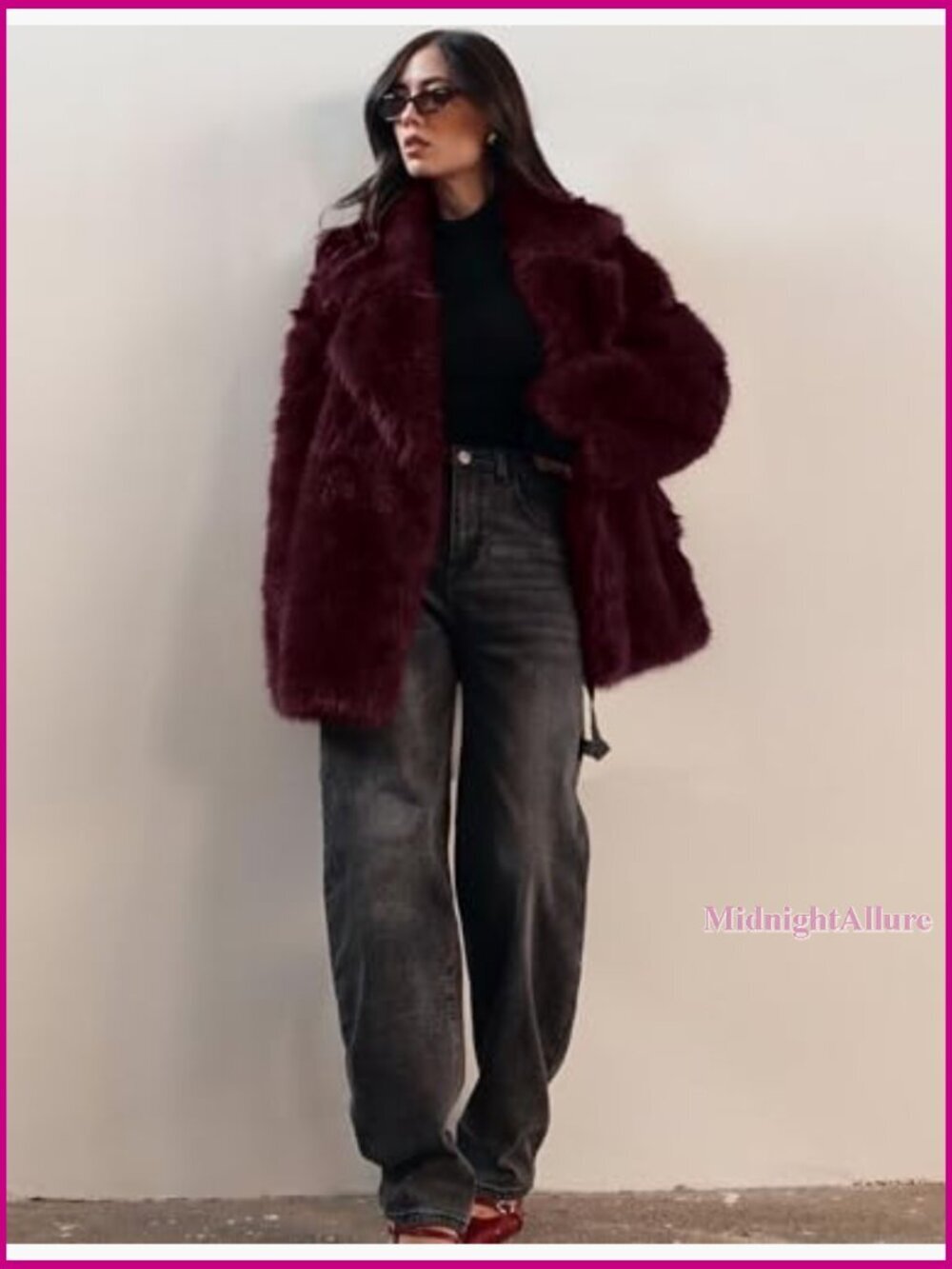 Long Faux Fur Coat Lapel Shaggy Winter Jacket Open Front Outerwear - Picture 3 of 7
